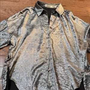 Banana Republic Metallic Silver Women's Button-Down Shirt